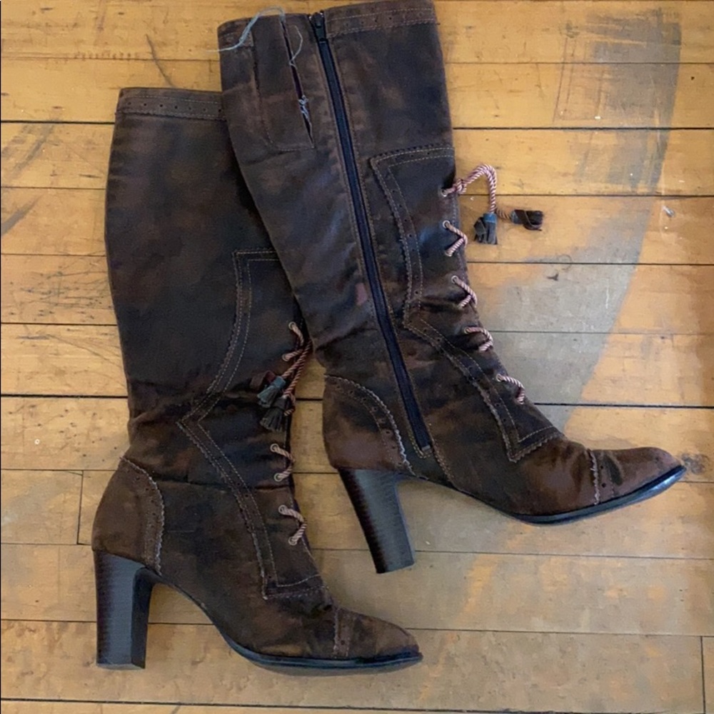 Brown knee high boots